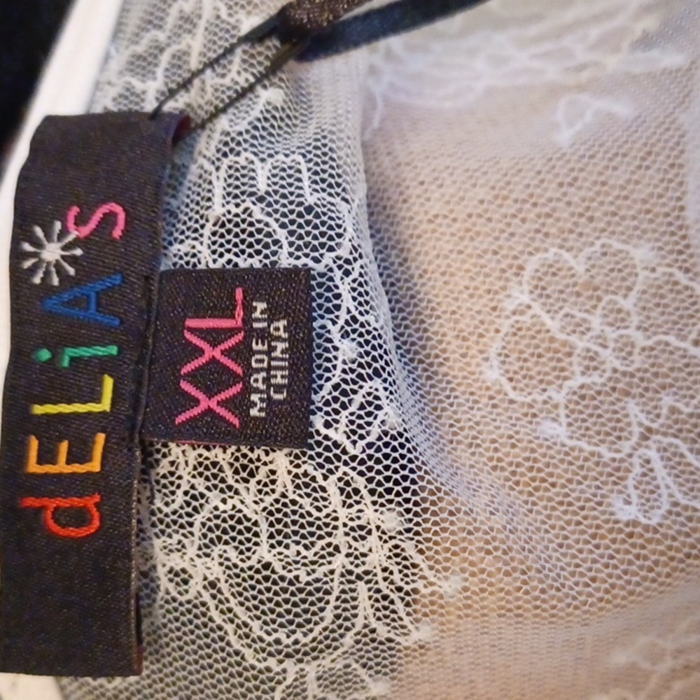 DOLLSKILL DELIA'S XXL WHITE TIE FRONT SHEER SLEEVES SHEER BACK  SOLID SKIRT - Picture 14 of 16